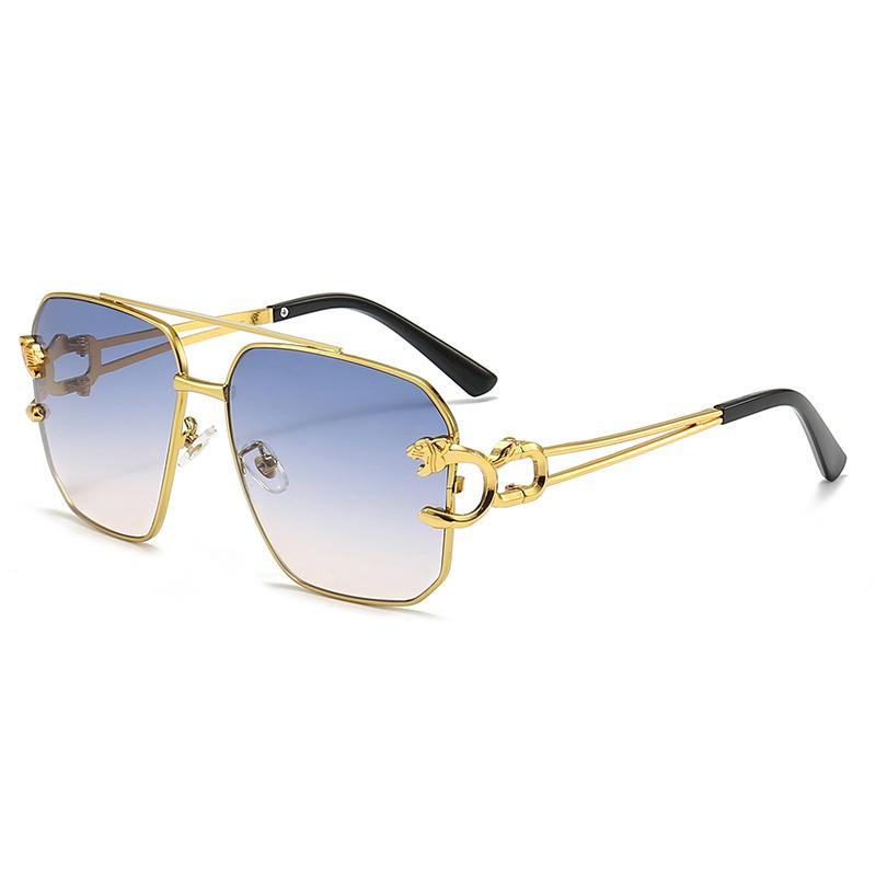 Солнцезащитные очки унисекс в металлической форме головы леопарда в большой оправе — фото 9