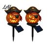 Weather Resistant Lighting Solar Halloween Pumpkin Garden Stake Light Waterproof Resin LED Spooky Porch Decor Lantern Yard for Outdoor Patio