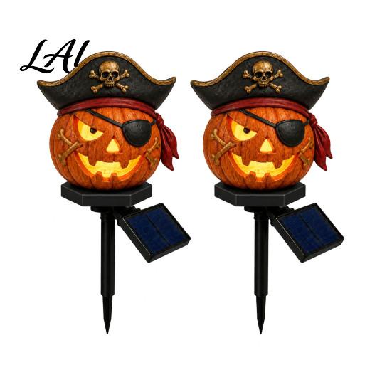 Weather Resistant Lighting Solar Halloween Pumpkin Garden Stake Light Waterproof Resin LED Spooky Porch Decor Lantern Yard for Outdoor Patio