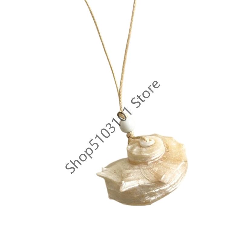 

Natural Shell Conch Pendant Necklace Women s Summer Beach Jewelry Gift WAX CORD conch Beach Jewelry