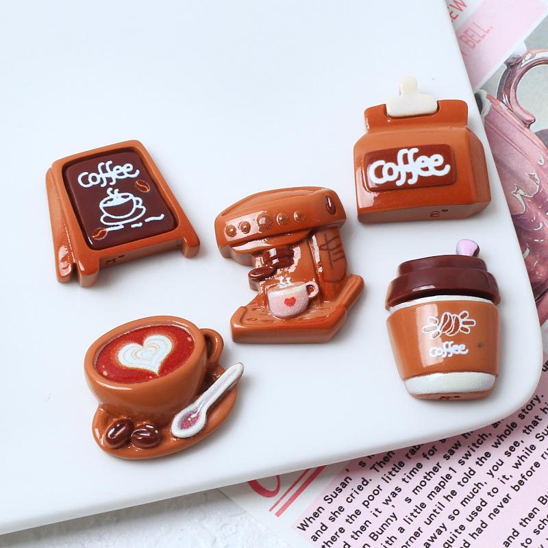 Cartoon Coffee Series DIY Resin Accessories Kit: Phone Case, Hair Clip, Jewelry Craft Supplies