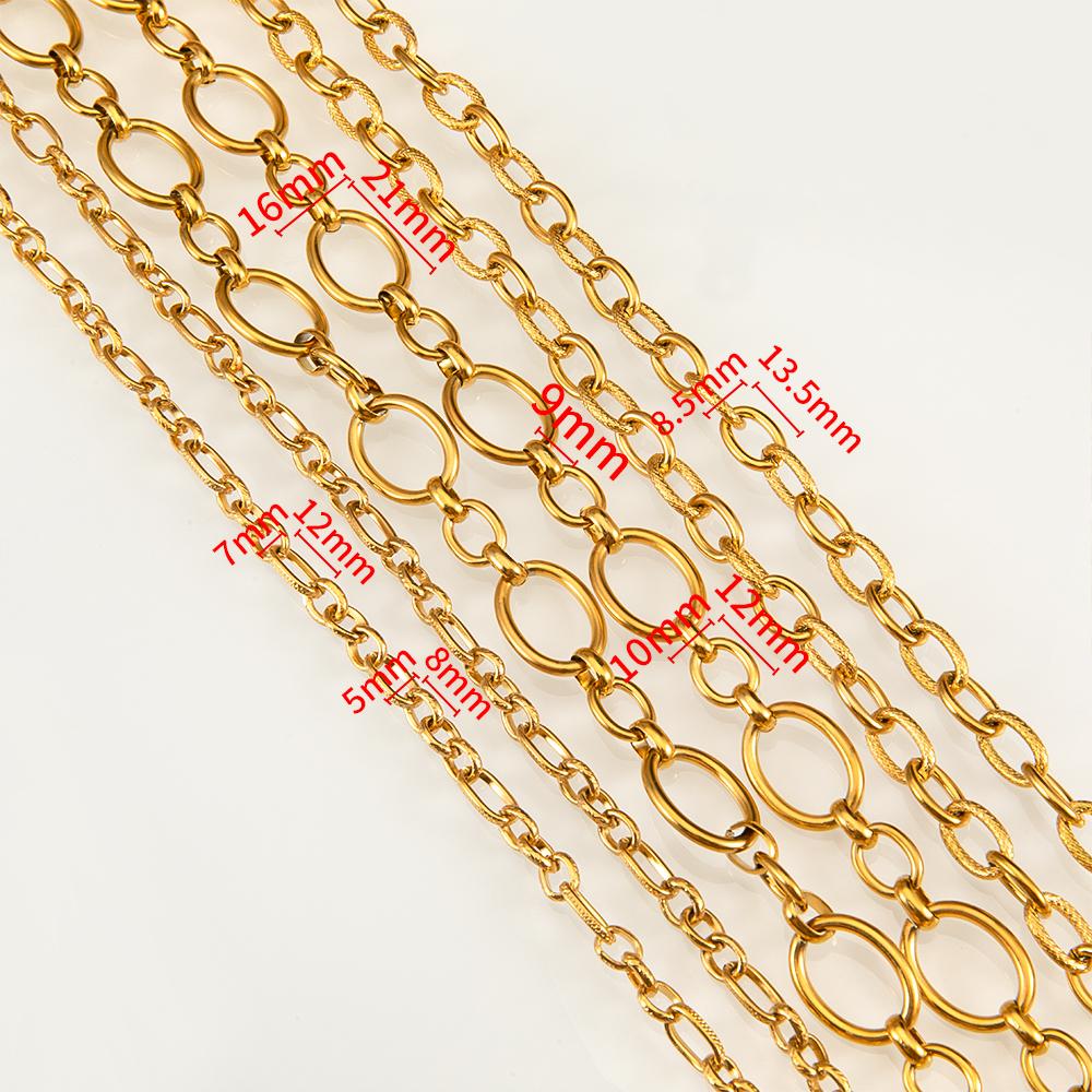1 Meter Stainless Steel Large Heavy Chunky Hip Hop Punk Link Gold Color Chains DIY Jewelry Materials Handmade Necklace Bracelet