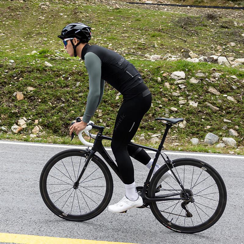 Sendike Santic Autumn And Winter Road Bike Fleece Cycling Long Pants Warm Bicycle Trousers, Luobi, Black, XL