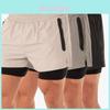 Herren Fitness Sport Trainingsshorts Mit Atmungsaktivem Mesh Und Reißverschlusstaschen