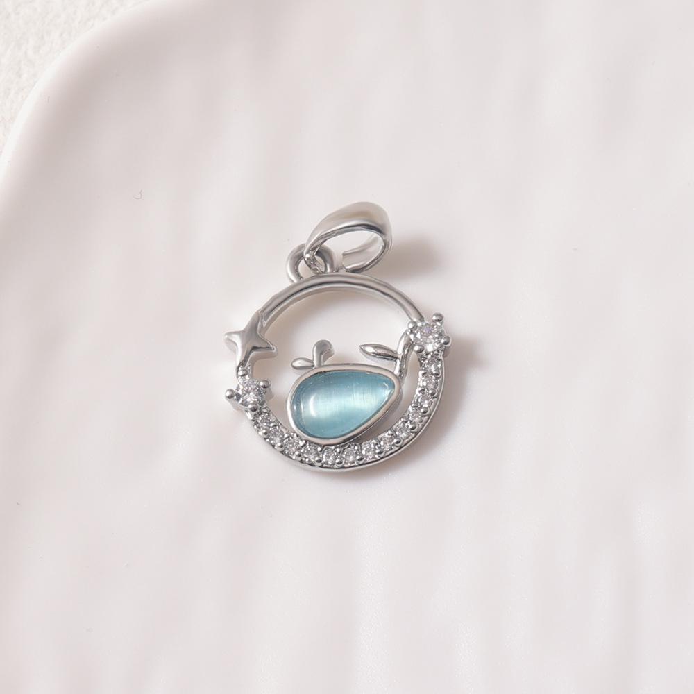 Elegant Women's Silver Blue Diamond Water Drop Pendant Necklace