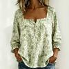 New Xiyin Summer T-Shirt Women's Printed Square Neck Button Bubble Sleeve Women's Top Women's