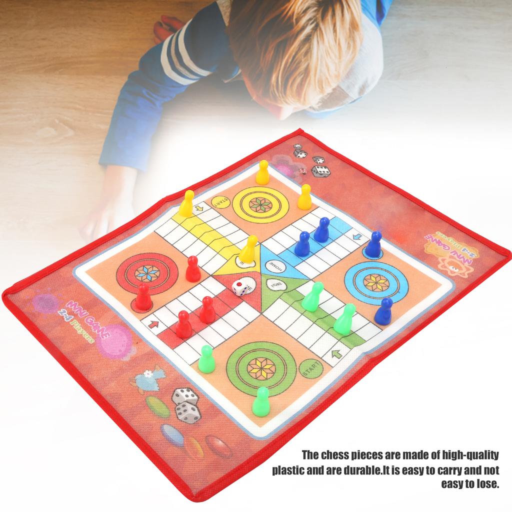 2 in 1 Snake and Ladder Flying Chess Set NonWoven Fabric Portable Family Table Game