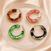 Low Saturation Minimalist Retro Round Hoop Earrings - Stainless Steel & Multi-color Resin