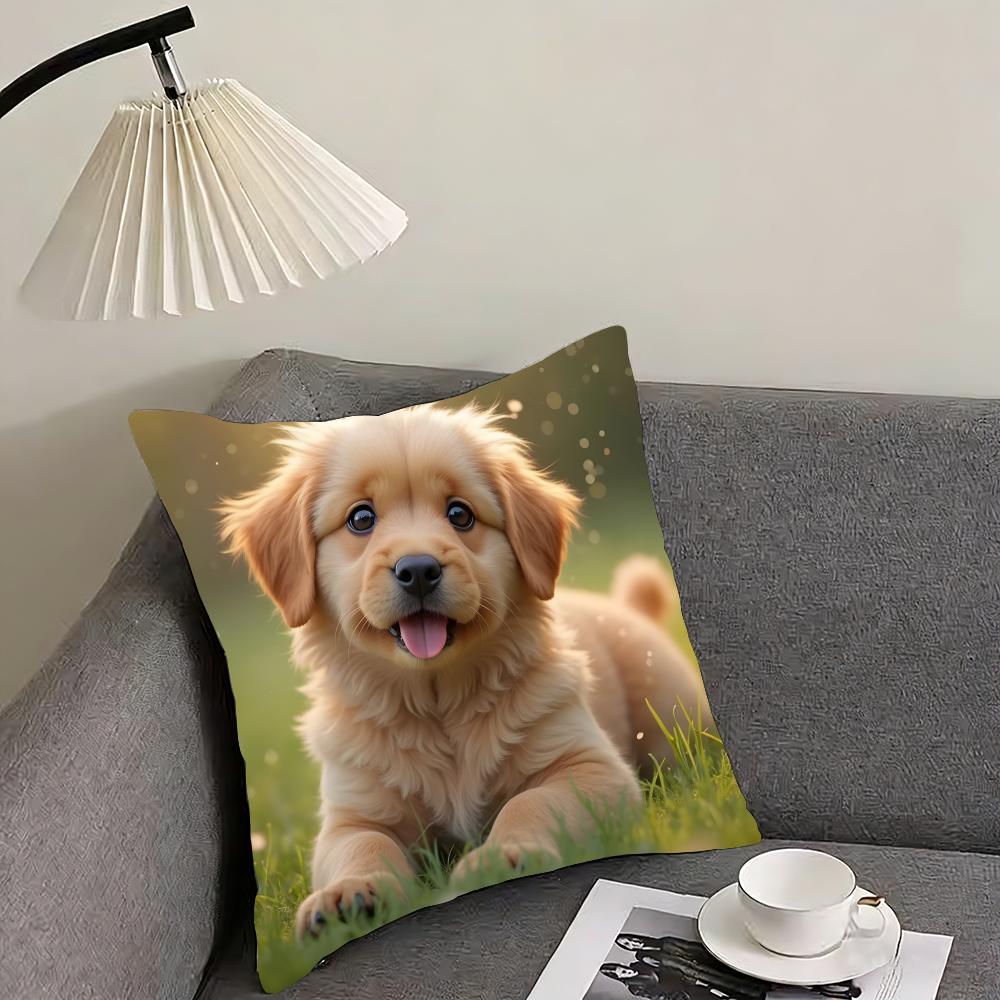 Cute Pet Animal Cushion Cover Reversible Plush Pillow Cover – For car, sofa, bedroom, perfect as a gift.