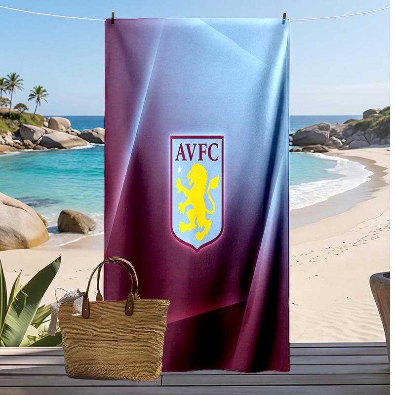 Asciugamano da Spiaggia con Stampa Calcio Aston Villa, Asciugamano Grande Morbido ad Asciugatura Rapida per Spiaggia Campeggio Nuoto