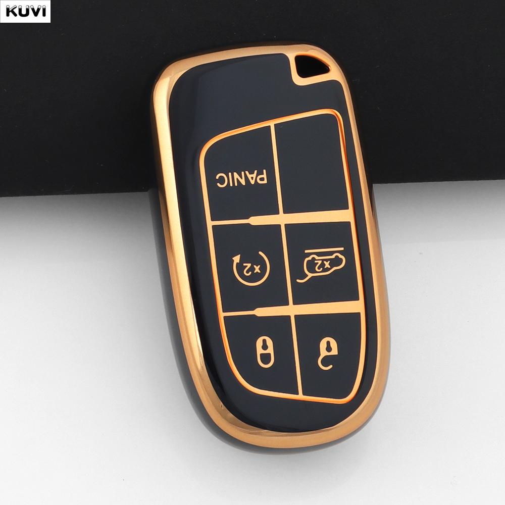 Golden 5 Button TPU Car Remote Key Case Cover Shell for Jeep Renegade Frand Cherokee Dodge Journey Charger Chrysler 200 300 300