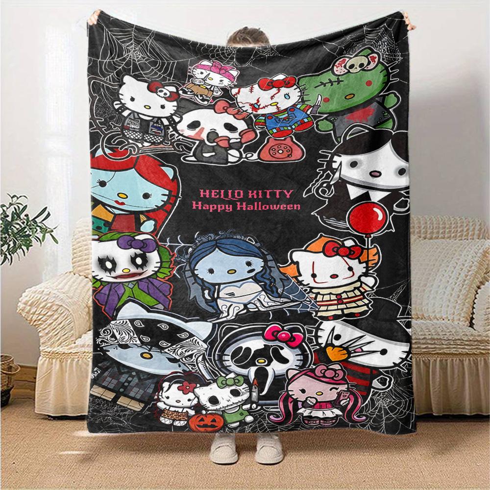 1 szt. Koc Hello Kitty Happy Halloween Lekki flanelowy koc na sofę łóżko podróż camping salon biuro kanapę fotel