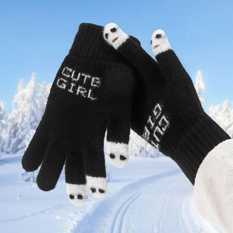 

Женские осенне-зимние утолщенные перчатки без пальцев с сенсорным экраном в корейском стиле для вождения и езды