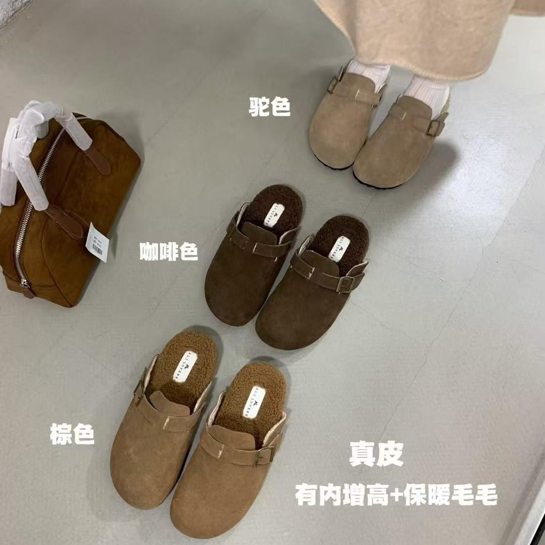 

бархатные ботинки на толстой подошве из кожи Boken, пушистые туфли, женская обувь, носить осенью и зимой, с сумкой на голове, полупушистые тапочки 40 верблюд