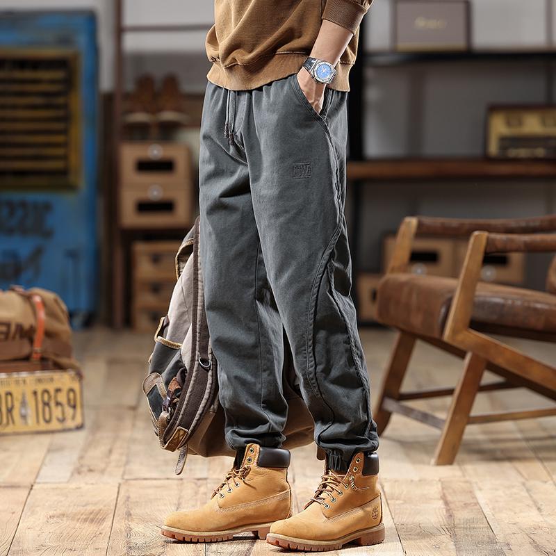 2025 Men's American Retro Harem Overalls - Thickened Spring/Autumn Casual Pants