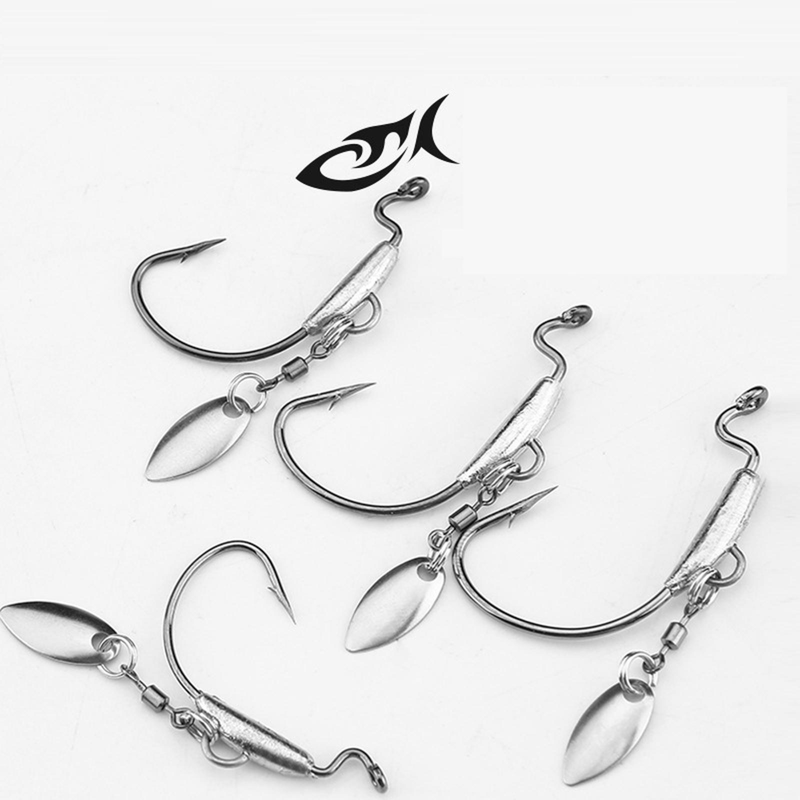 

Weighted Swimbait Hooks, Bladed EWG Hooks For Bass Fishing, E* Wide Worm Underspin Weedless One Size