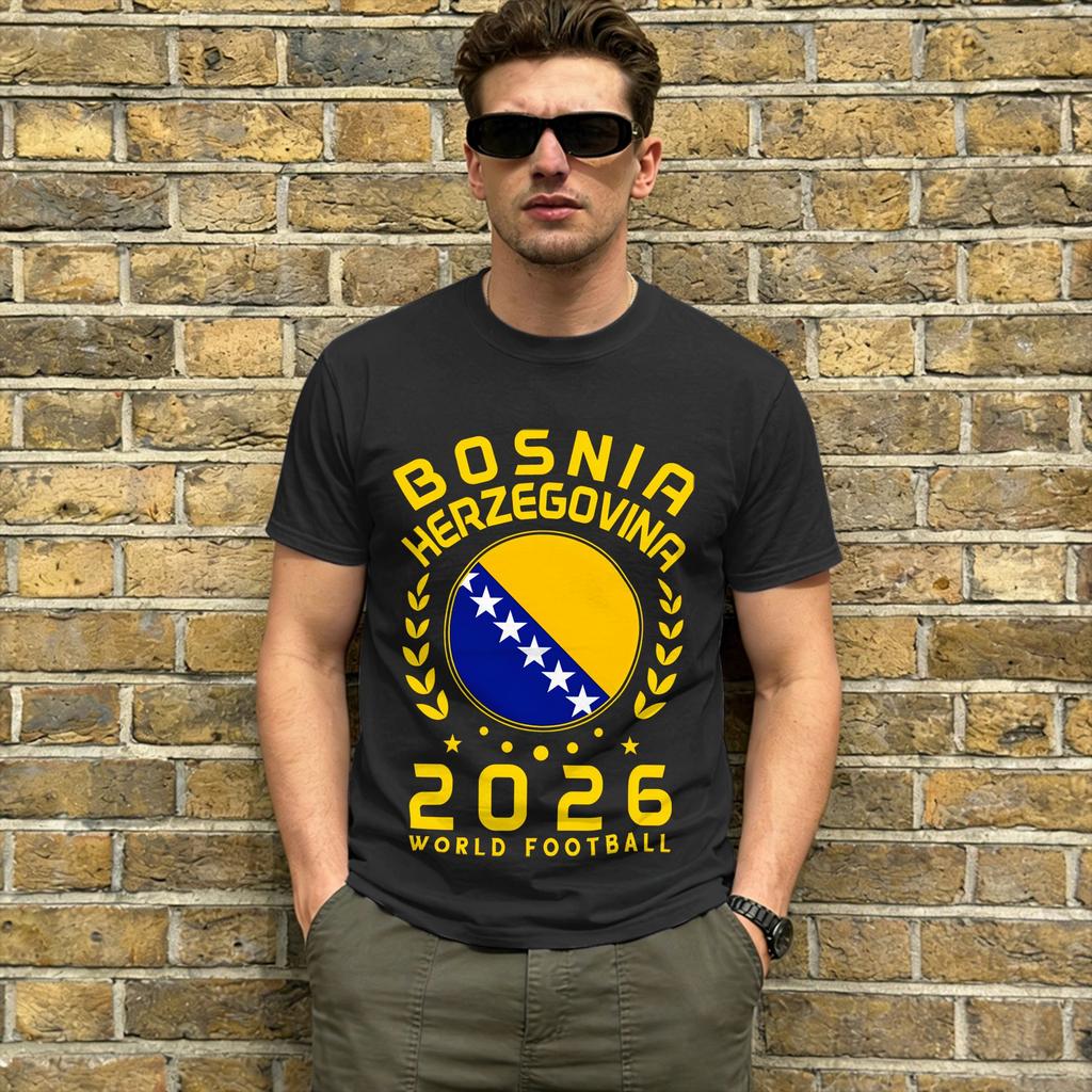 Flag of Bosnia and Herzegovina Unisexs T Shirt Vintage Tees Short Sleeve Crew Neck TShirt Cotton Gift Idea Clothing
