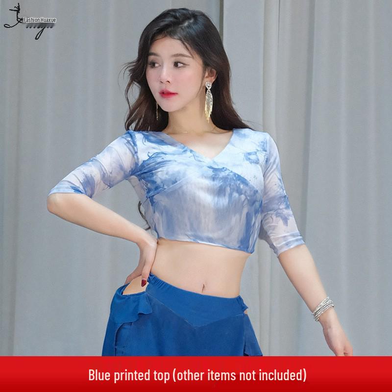 Oriental Mesh Print Belly Dance Performance Dress Set for Women