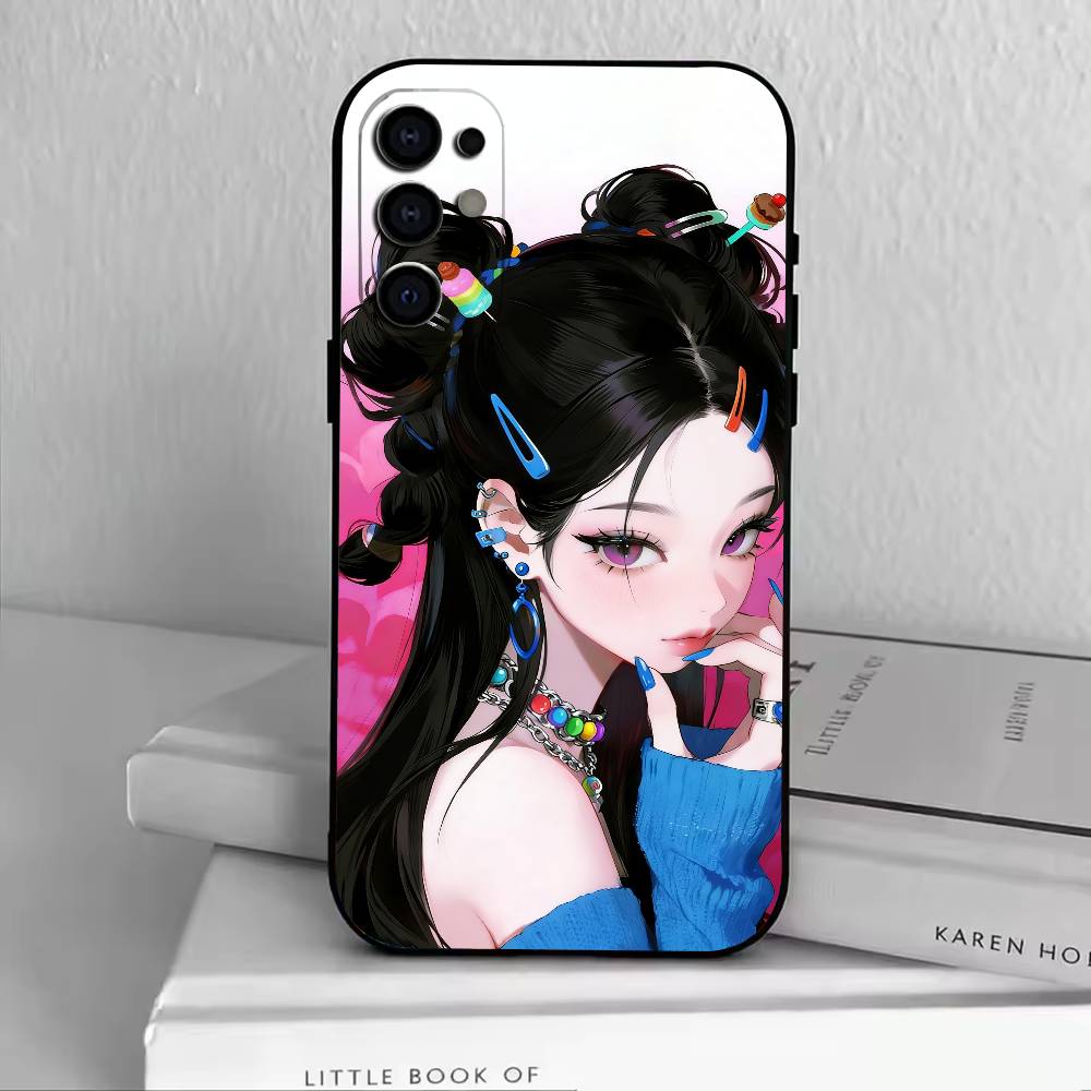 Cute Girl  Phone Case For Samsung S25,S24,S21,S22,S23,S30,Ultra,S20,Plus,Fe,Soft Silicone Black Cover