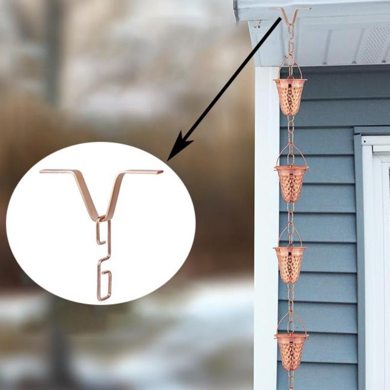 Premium Metall Regenkettenhaken Montagekit Dachrinnen Fallrohr Fitting für Veranda Garten Hof Außen Dekoration