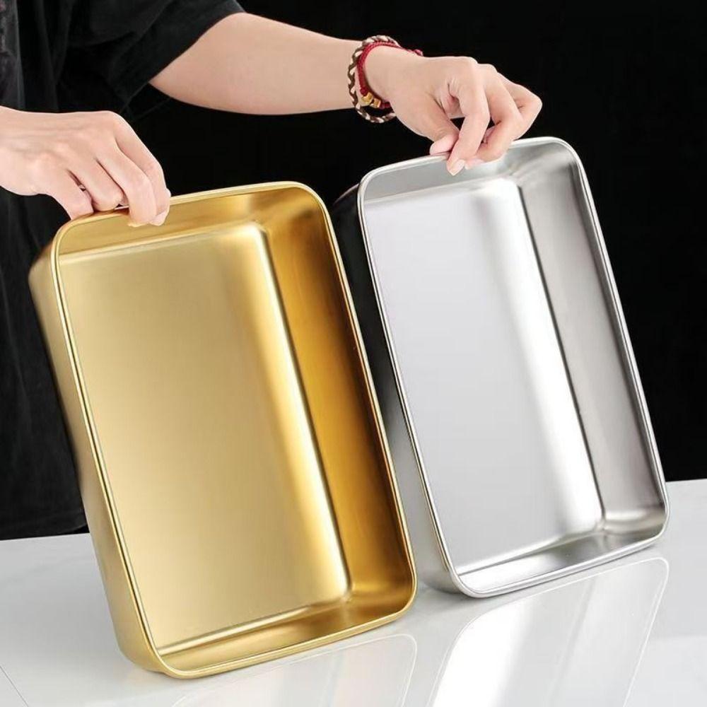Stainless Steel Cake Tray Gold Silver Storage Tray Versatile Multi-sizes Tray For Refrigerators