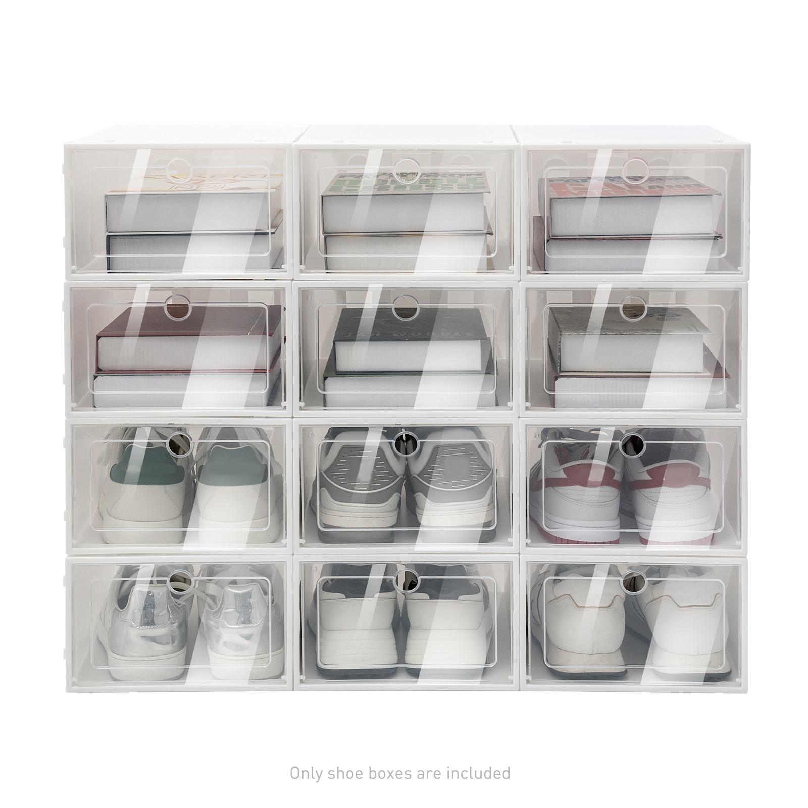 

20PCS Foldable Shoe Storage Boxes Clear Stackable Organizer Waterproof Plastic Closet Shoes Container for Men Women Home білий
