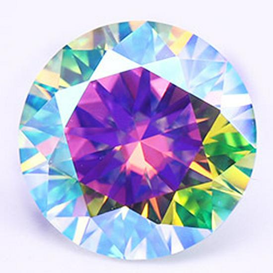 Round Multicolor Moissanite Stones: Red, Yellow, Blue, Green & Paraiba Colors