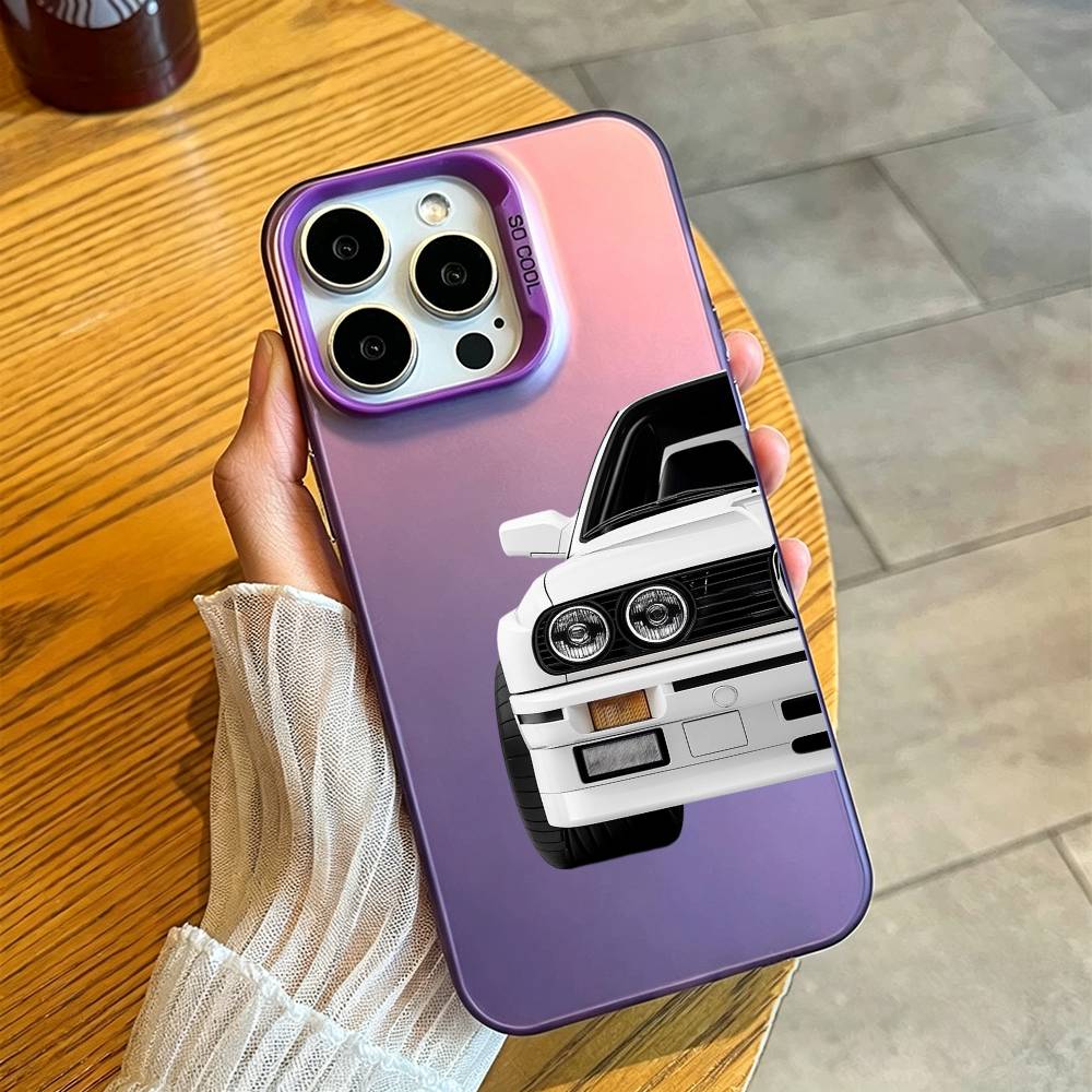 E30 CAR Phone Case For iPhone 17,16,15,14,13,12,11 Plus,Pro Max,XS,Colorful Silver Purple Cover