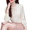 Fashion Doll Collar Beaded Shirt Women's Early Spring Temperament Age-reducing Chic Long Top