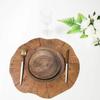 10pcs Round Disposable Dish Vintage Paper Food Tray Imitation Wood Grain Disposable Plate  Picnic