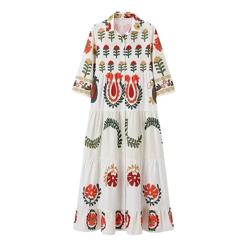 Summer 2024 Women's Floral Print Long Dress