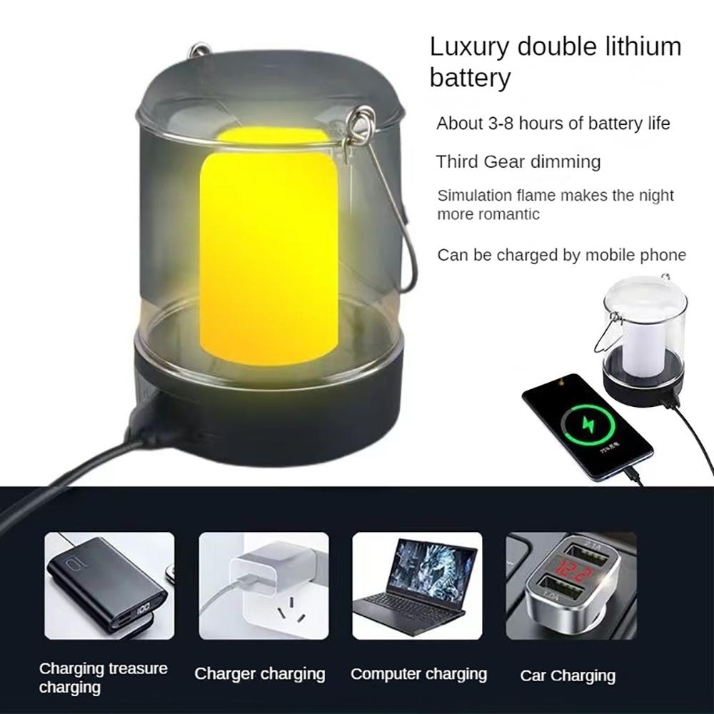 Outdoor Camping LED Flashlight Touch 3 Colors USB Rechargeable Portable LED Tent Lanterna Outdoor Portable Emergency Light Bulb