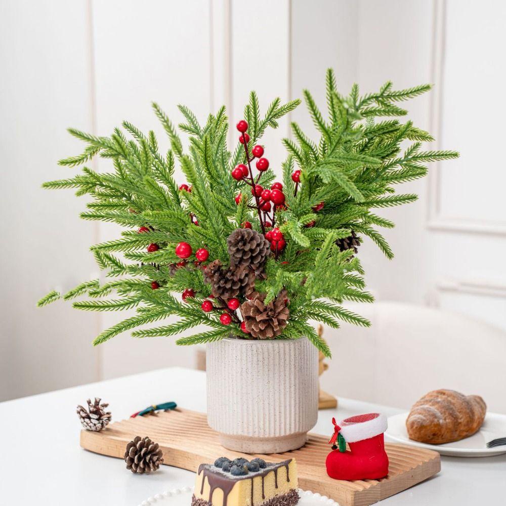 Plastic Artificial Norfolk Pine Branches DIY Wreath Christmas Pine Stem Christmas