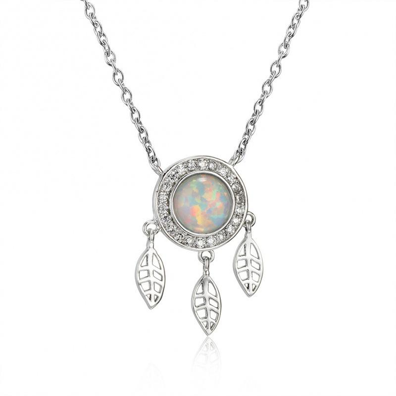 

Wind Full Diamond White Gold Blue and White Round Tassel Women s Versatile Necklace білий