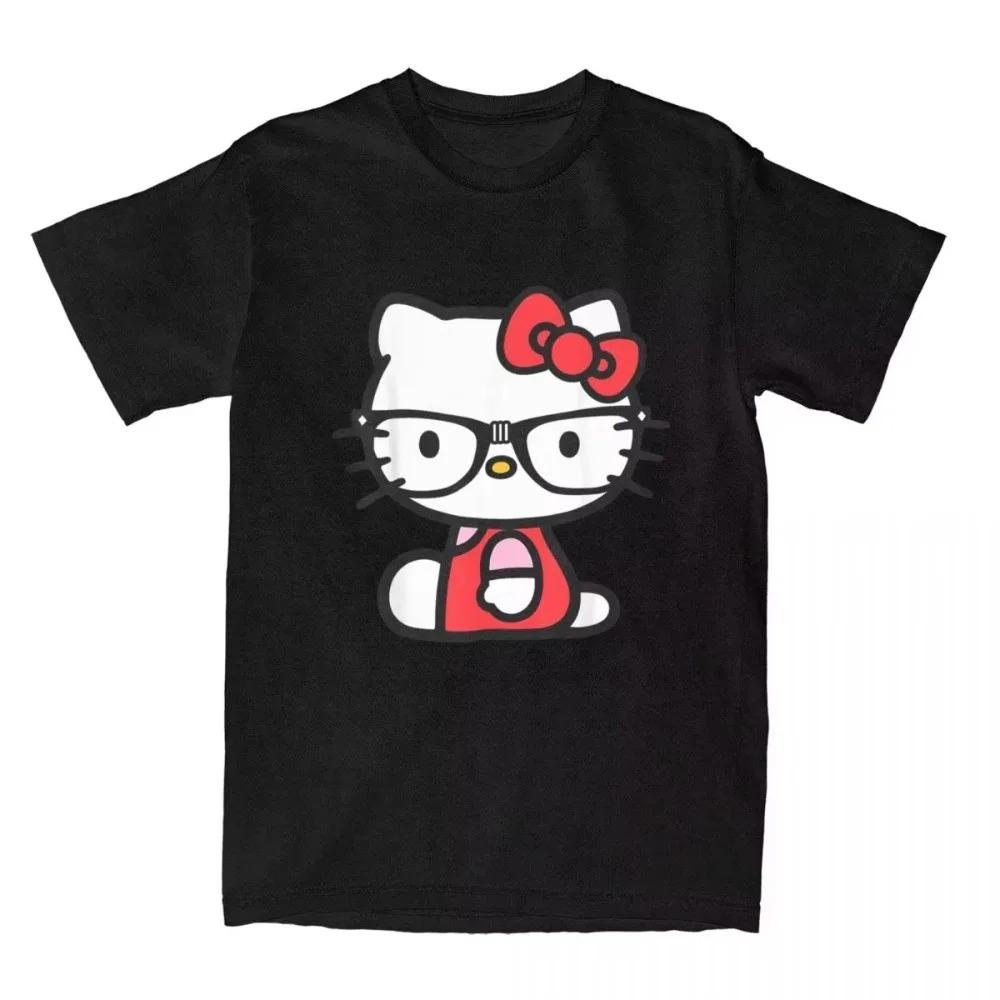 Hello Kitty Nerd Glasses Navy Blue Vintage T-Shirt | Unisex Cute Cartoon Streetwear Tee