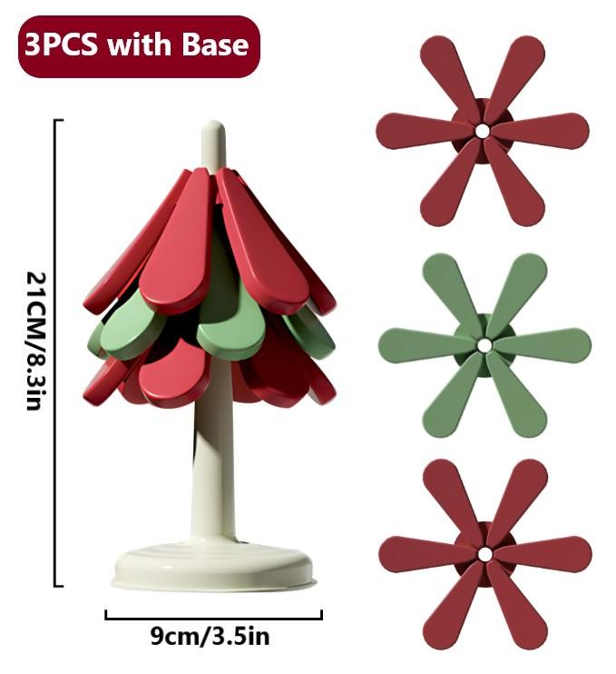 

Подставки под чашки в виде рождественской елки на 240°C, термостойкие коврики для столовых приборов, устойчивые к ожогам, подставки под чашки, силиконовые подставки as show