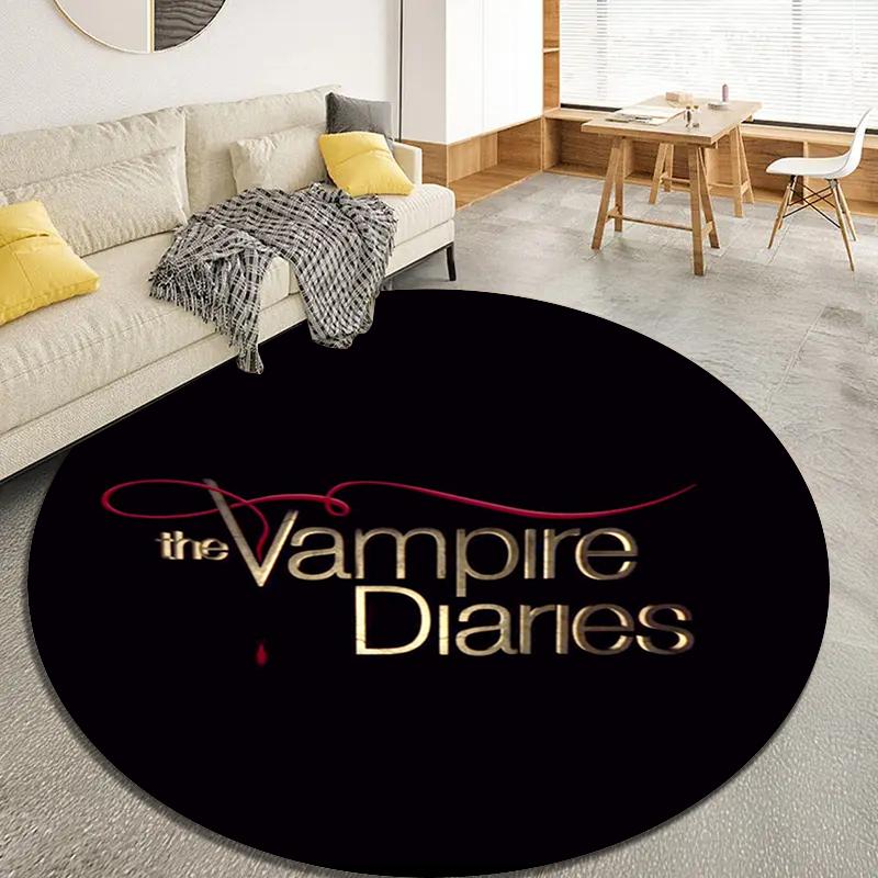 Tapete Redondo Cool TV The Vampire Diaries, Tapete para Sala de Estar Quarto Sofá Sala de Jogos Decoração, Tapete de Chão Antiderrapante Q0046