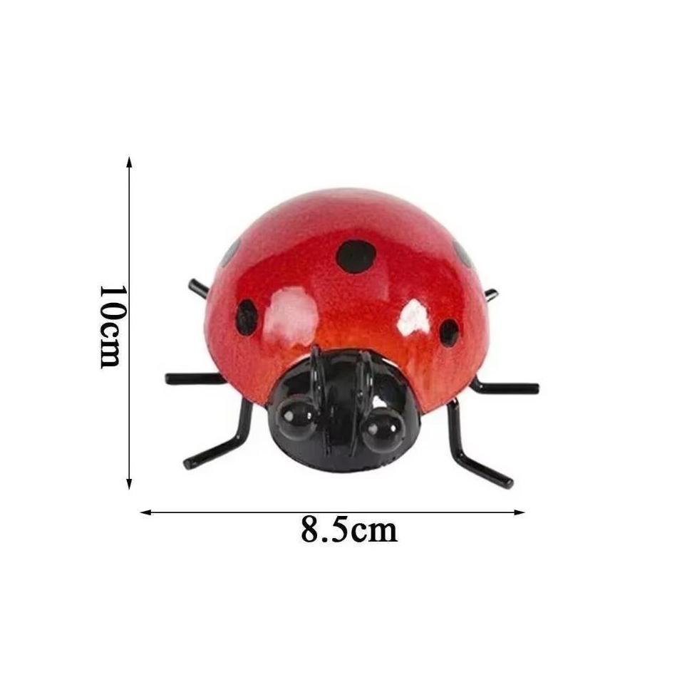 1 Pcs Mini Metal Ladybug Beetle Fence Wall Hanging Ornament Statue Patio Garden Figurine Home Decoration Creative Crafts