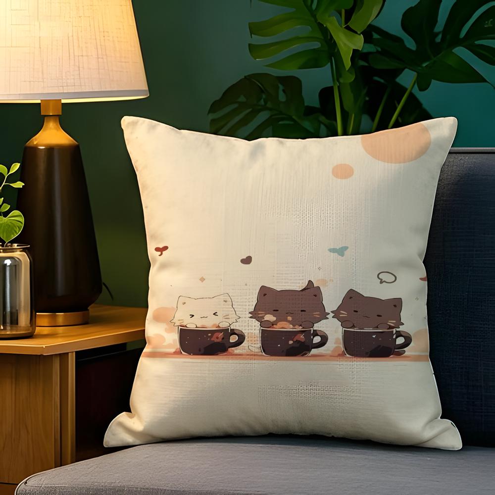 Cute cartoon animal girl decor Pillow Case Natural Linen Pillow Case DoubleSided Decor Sofa Pillowcase Home Decor