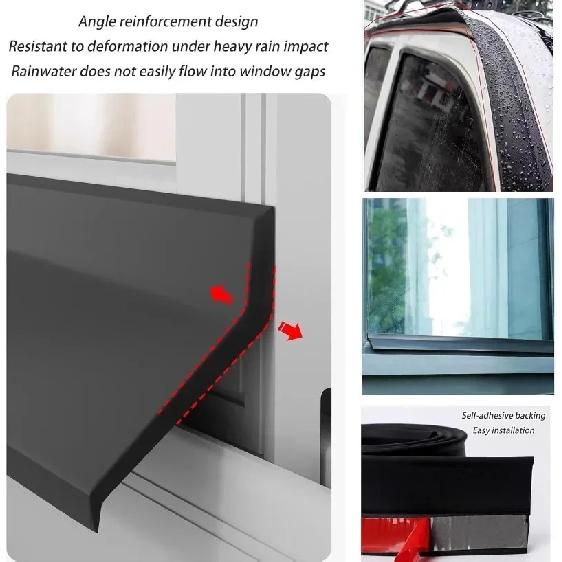Home Window Water Blocking Bar Sliding Window Rain Weatherstrip Soft Rubber Water Rain Deflector Board Windproof Sealing Strip