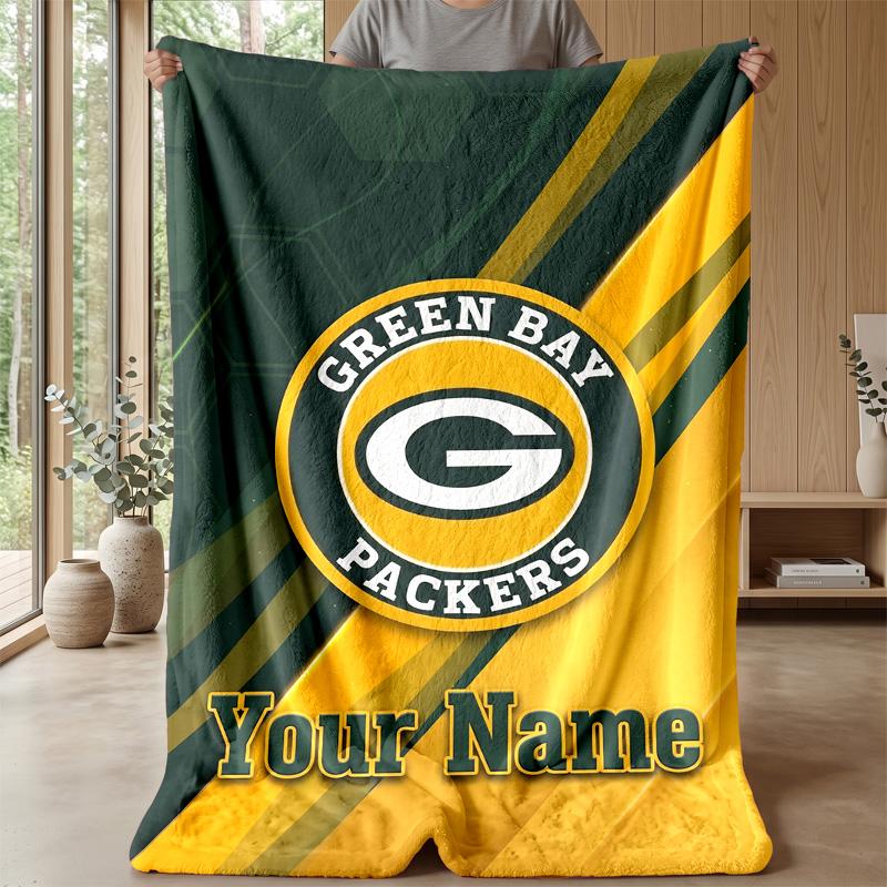 Green Bay Packers Coperta Plaid Personalizzata Stampa il Tuo Nome Testo Morbida Calda Coperta Regalo di Festa