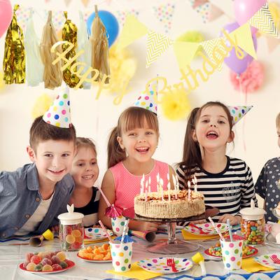 1Set Premium Paper Plastic Happy Birthday Banner Hanging Party Decoration for Photo Backdrop Room Decor Birthday Party Supplies