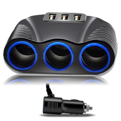 Adaptador de corriente del cargador USB del divisor del zócalo del encendedor del coche de 12-24V 3 maneras