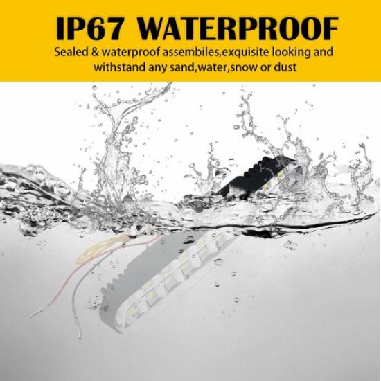 2Pcs White Amber LED Running Daytime Driving DRL Signal Strip Light Fog Lamp 12V