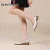 Red Dragonfly Spring 2026 Genuine Leather Women's Chunky Heel Loafers - Slip-on High Heel Work Shoes for Mothers