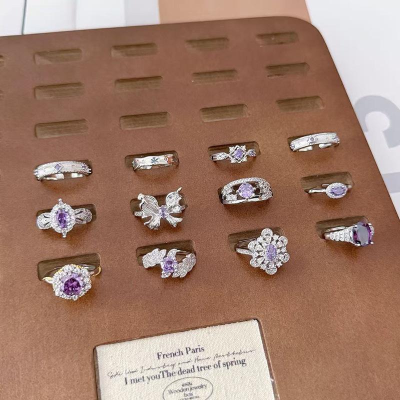 Neun Violett Aus Feuer Violett Zirkon Gebürsteter Offener Ring Damen Nische High-End Farbjuwel Persönlichkeit Leichter Luxus Ring