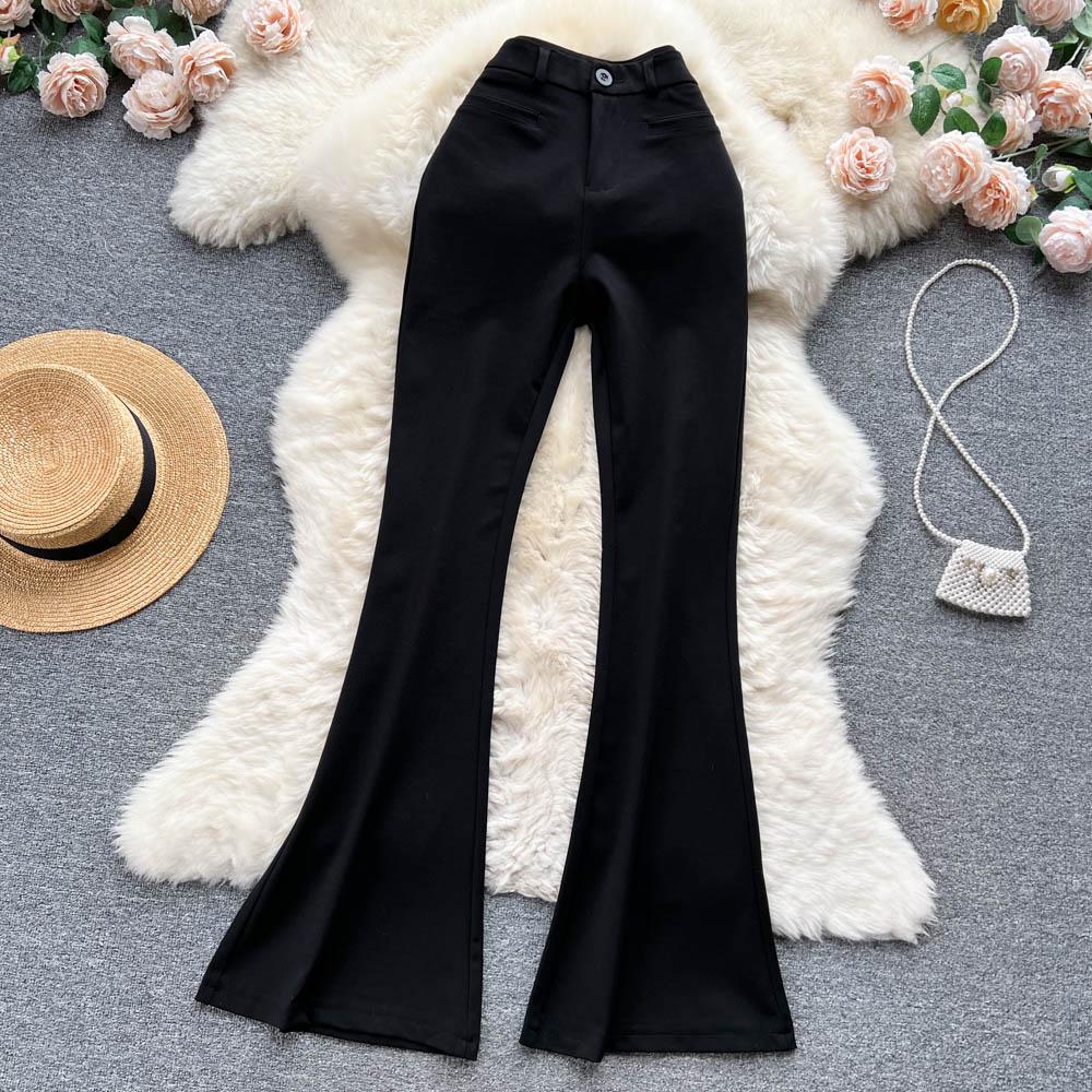 Autumn And Winter Retro Casual High Waist Drape Thin Wide Leg Bottoming Flared Pants