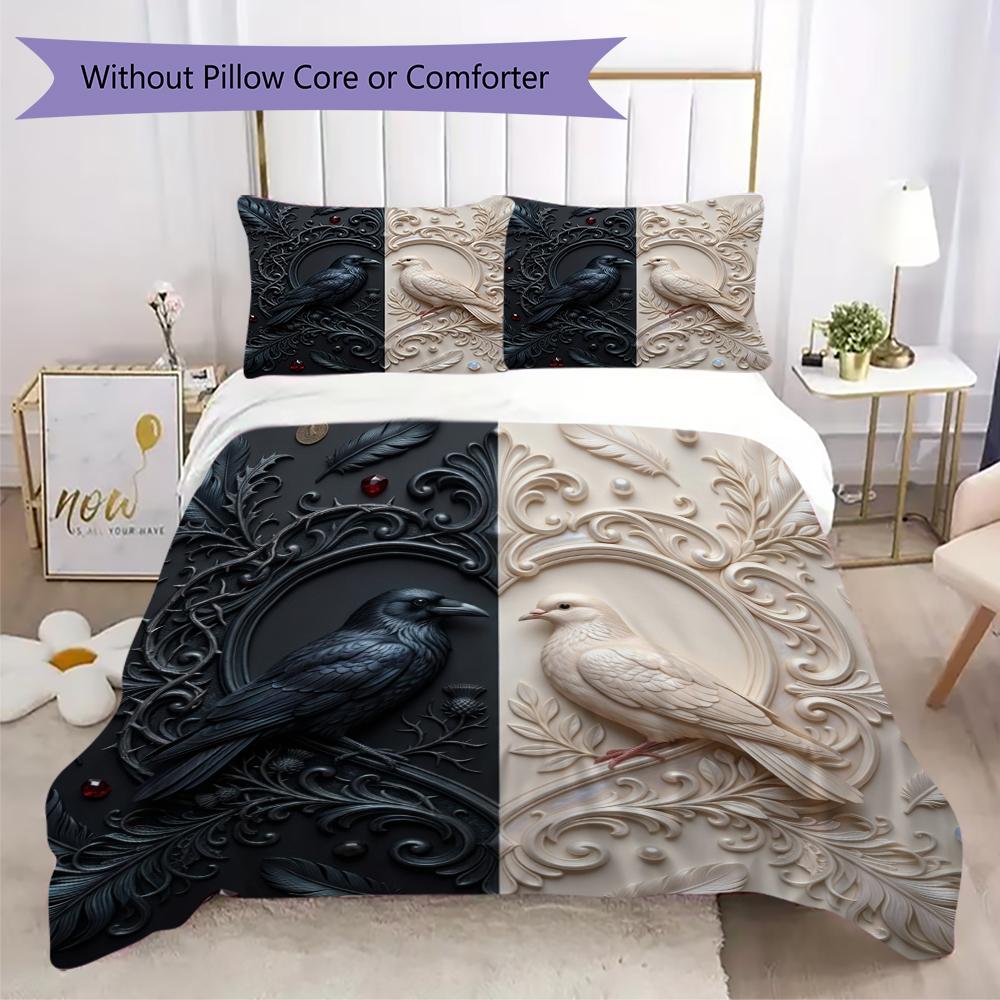 Gorgeous B&W Pattern Bedding uilt Set uilt Cover Pillowcase Home Decoration Birthday Gift (1 * duvet cover + 2 * pillowcase without core)40