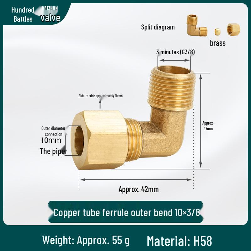 All-Copper 90° Male Thread Elbow Adapter for High-Pressure Air Conditioning & Instrumentation Systems