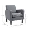 Single Armchair, Recliner Chair, Upholstered Chair with Wooden Legs, Linen-Look Fabric, 66 x 72 x 74 cm, Light Grey